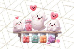 Adorable Valentine Ghosts Cute Ghost Bakery Clipart Heart Product Image 3