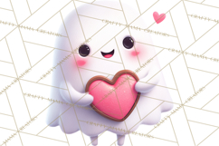 Adorable Valentine Ghosts Cute Ghost Bakery Clipart Heart Product Image 3