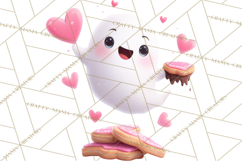 Adorable Valentine Ghosts Cute Ghost Bakery Clipart Heart Product Image 2