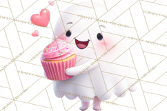 Adorable Valentine Ghosts Cute Ghost Bakery Clipart Heart Product Image 5