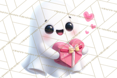 Adorable Valentine Ghosts Cute Ghost Bakery Clipart Heart Product Image 2
