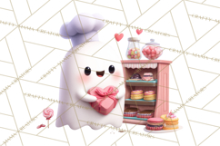 Adorable Valentine Ghosts Cute Ghost Bakery Clipart Heart Product Image 4