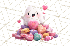 Adorable Valentine Ghosts Cute Ghost Bakery Clipart Heart Product Image 5