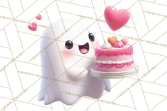 Adorable Valentine Ghosts Cute Ghost Bakery Clipart Heart Product Image 3