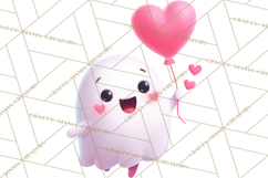 Adorable Valentine Ghosts Cute Ghost Bakery Clipart Heart Product Image 4