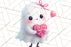 Adorable Valentine Ghosts Cute Ghost Bakery Clipart Heart Product Image 5