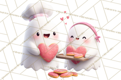 Adorable Valentine Ghosts Cute Ghost Bakery Clipart Heart Product Image 2