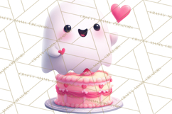 Adorable Valentine Ghosts Cute Ghost Bakery Clipart Heart Product Image 3