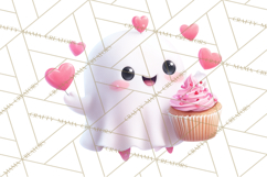 Adorable Valentine Ghosts Cute Ghost Bakery Clipart Heart Product Image 4