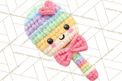 Crochet Coquette Clipart Kawaii Pastel Fruits Toys Yarn PNG Product Image 4