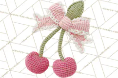 Crochet Coquette Clipart Kawaii Pastel Fruits Toys Yarn PNG Product Image 4