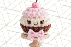 Crochet Coquette Clipart Kawaii Pastel Fruits Toys Yarn PNG Product Image 5