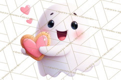 Adorable Valentine Ghosts Cute Ghost Bakery Clipart Heart Product Image 2