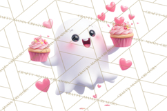 Adorable Valentine Ghosts Cute Ghost Bakery Clipart Heart Product Image 3