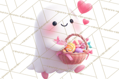 Adorable Valentine Ghosts Cute Ghost Bakery Clipart Heart Product Image 2