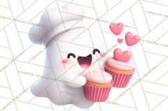 Adorable Valentine Ghosts Cute Ghost Bakery Clipart Heart Product Image 4