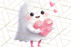 Adorable Valentine Ghosts Cute Ghost Bakery Clipart Heart Product Image 5