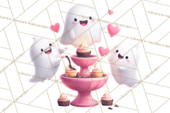 Adorable Valentine Ghosts Cute Ghost Bakery Clipart Heart Product Image 5