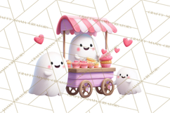 Adorable Valentine Ghosts Cute Ghost Bakery Clipart Heart Product Image 2