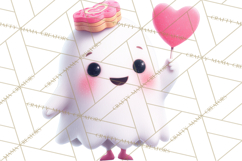 Adorable Valentine Ghosts Cute Ghost Bakery Clipart Heart Product Image 3