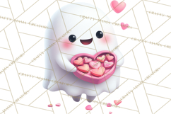Adorable Valentine Ghosts Cute Ghost Bakery Clipart Heart Product Image 2