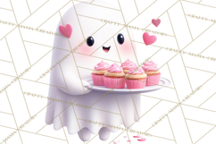 Adorable Valentine Ghosts Cute Ghost Bakery Clipart Heart Product Image 5