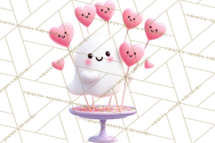Adorable Valentine Ghosts Cute Ghost Bakery Clipart Heart Product Image 2