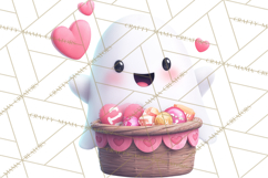 Adorable Valentine Ghosts Cute Ghost Bakery Clipart Heart Product Image 3