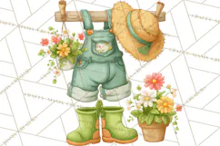 Vintage Gardener Clipart Cute Retro Girl Garden PNG Product Image 3