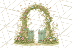 Vintage Gardener Clipart Cute Retro Girl Garden PNG Product Image 2