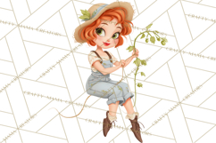 Vintage Gardener Clipart Cute Retro Girl Garden PNG Product Image 5