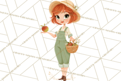Vintage Gardener Clipart Cute Retro Girl Garden PNG Product Image 4