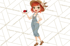 Vintage Gardener Clipart Cute Retro Girl Garden PNG Product Image 5
