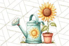 Vintage Gardener Clipart Cute Retro Girl Garden PNG Product Image 2