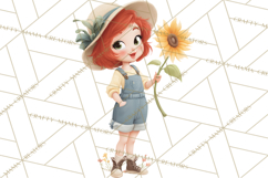 Vintage Gardener Clipart Cute Retro Girl Garden PNG Product Image 4