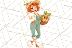 Vintage Gardener Clipart Cute Retro Girl Garden PNG Product Image 5