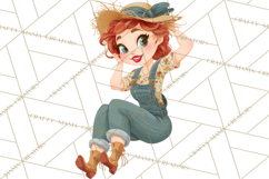 Vintage Gardener Clipart Cute Retro Girl Garden PNG Product Image 5