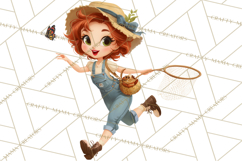 Vintage Gardener Clipart Cute Retro Girl Garden PNG Product Image 2