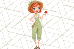 Vintage Gardener Clipart Cute Retro Girl Garden PNG Product Image 3