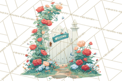 Vintage Gardener Clipart Cute Retro Girl Garden PNG Product Image 2