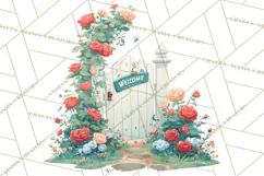 Vintage Gardener Clipart Cute Retro Girl Garden PNG Product Image 2