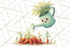 Vintage Gardener Clipart Cute Retro Girl Garden PNG Product Image 3