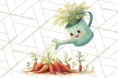 Vintage Gardener Clipart Cute Retro Girl Garden PNG Product Image 3