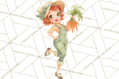 Vintage Gardener Clipart Cute Retro Girl Garden PNG Product Image 3