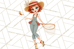 Vintage Gardener Clipart Cute Retro Girl Garden PNG Product Image 4