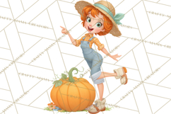 Vintage Gardener Clipart Cute Retro Girl Garden PNG Product Image 3