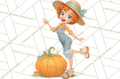 Vintage Gardener Clipart Cute Retro Girl Garden PNG Product Image 3