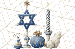 Hanukkah Gnome Clipart, Dreidel Menorah PNG, Blue Star Png Product Image 5