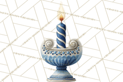 Hanukkah Gnome Clipart, Dreidel Menorah PNG, Blue Star Png Product Image 3