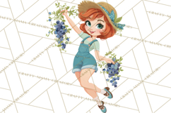 Vintage Gardener Clipart Cute Retro Girl Garden PNG Product Image 2